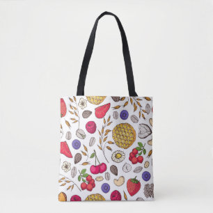 Granola,  muesli seamless pattern. Oat flakes hand Tote Bag