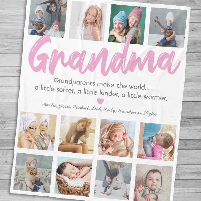Granparent Grandma Photo & Quote Fleece Blanket (Creator Uploaded)