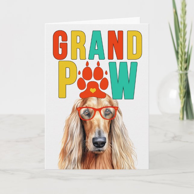 GranPAW Afghan Hound GrandDOG Grandparents Day Holiday Card (Front)