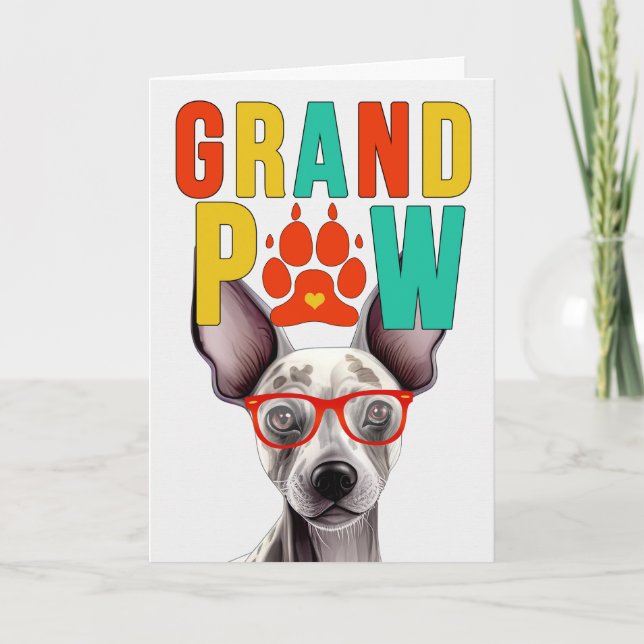 GranPAW Hairless Terrier Funny Grandparents Day Holiday Card (Front)