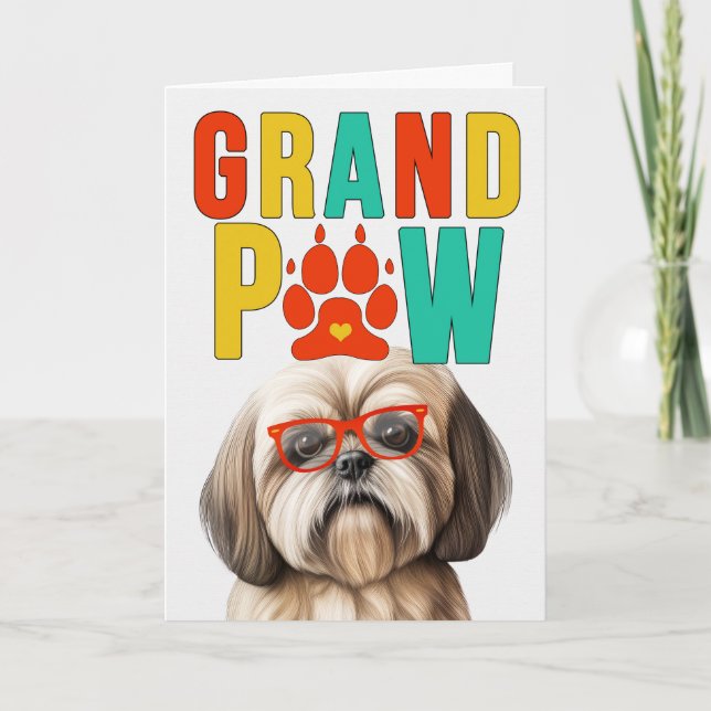 GranPAW Lhasa Apso Dog Funny Grandparents Day Holiday Card (Front)