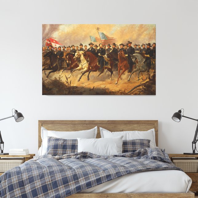 Grant and His Generals by Ole Peter Hansen Balling Canvas Print (Insitu(Bedroom))