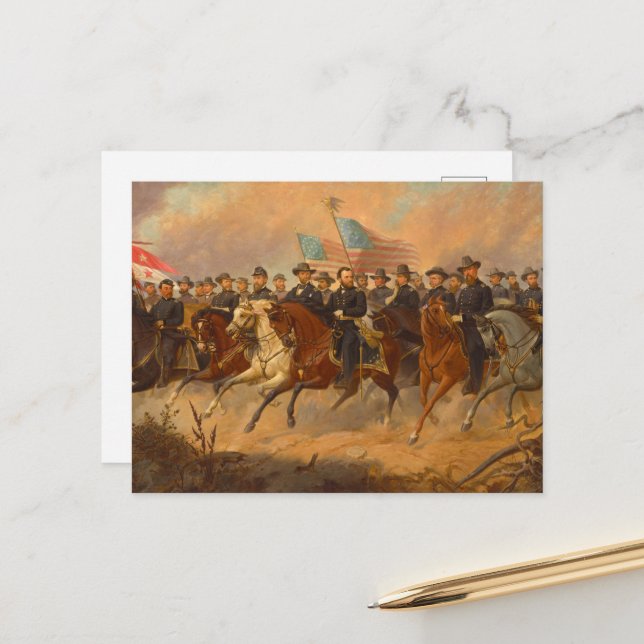 Grant and His Generals by Ole Peter Hansen Balling Postcard (Front/Back In Situ)