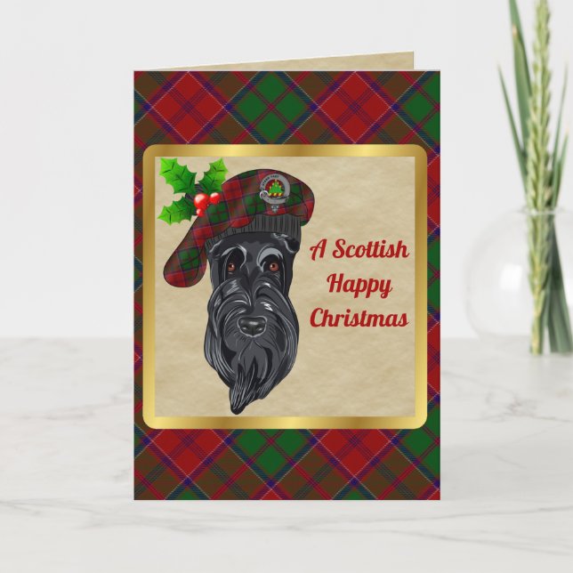 Grant Badge & Tartan Personalised Xmas Card (Front)