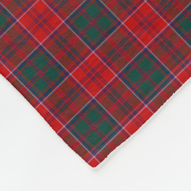 Grant Clan Red, Green and Blue Tartan Fleece Blanket (Corner)