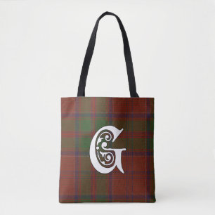 Grant Clan Tartan Monogram Tote Bag