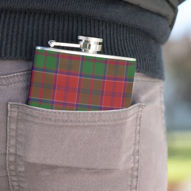 Grant Clan Tartan Plaid Pattern Hip Flask (In Situ)