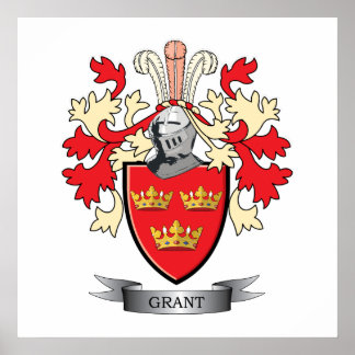 Grant Family Crest Coat of Arms Poster
