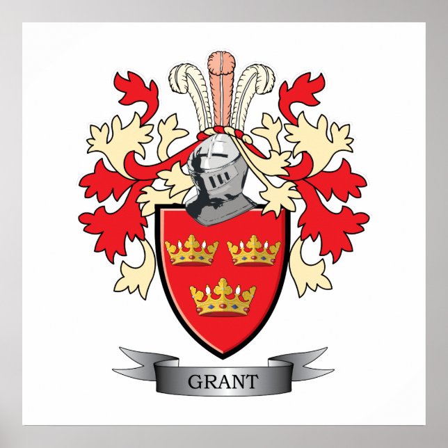 Grant Family Crest Coat of Arms Poster (Front)