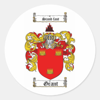 GRANT FAMILY CREST -  GRANT COAT OF ARMS CLASSIC ROUND STICKER