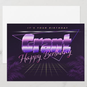 Grant Name Vorname lila retro Karte Geburtstag Card