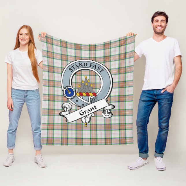 Grant of Auchnarrow Clan Badge Tartan Plaid Fleece Blanket (In Situ)