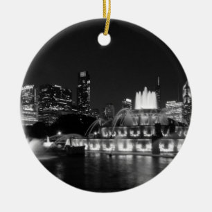 Grant Park Chicago Grayscale Ceramic Tree Decoration
