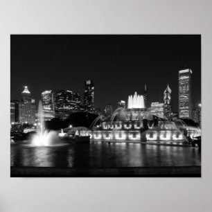 Grant Park Chicago Grayscale Poster