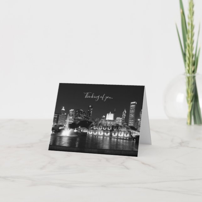 Grant Park Chicago Grayscale Thinking Of You Card (Front)