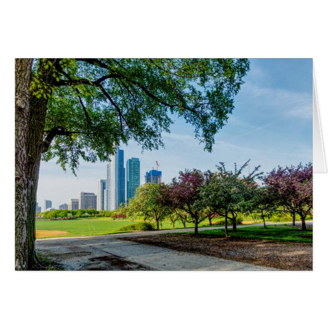 Grant Park Morning Walk Greeting Card (Front Horizontal)