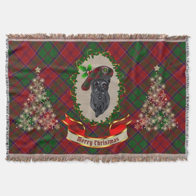 Grant Scottie Dog Christmas Throw Blanket (Front)