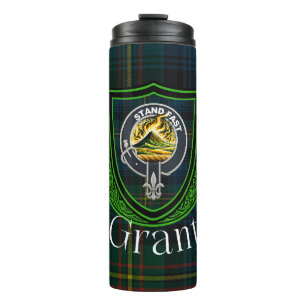 Grant Scottish Clan Tartan & Crest Thermal Tumbler