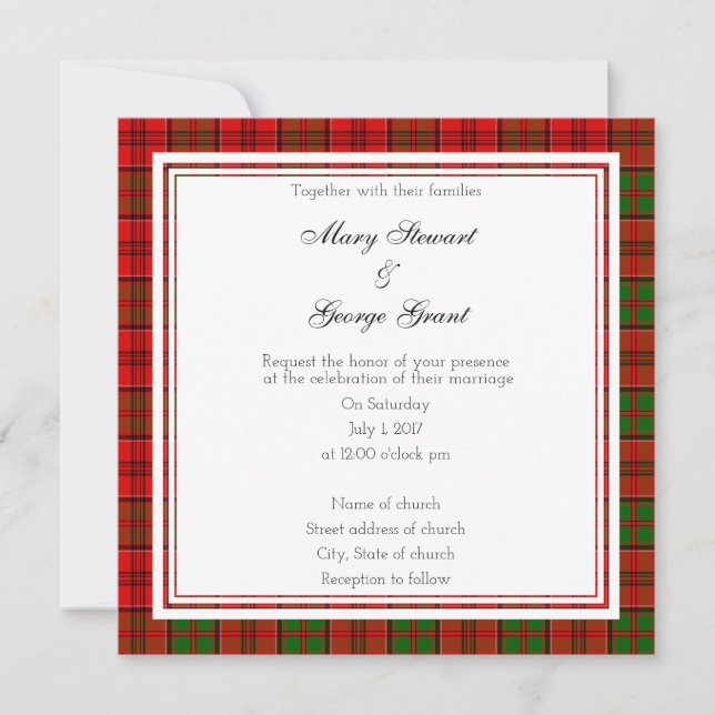 Grant Scottish Wedding Square Invitation (Front)