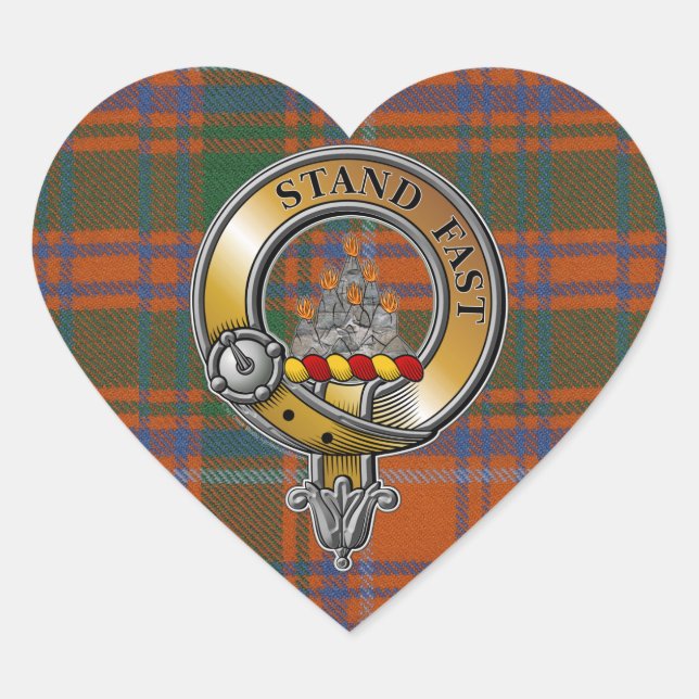 Grant Tartan & Badge Heart Sticker (Front)