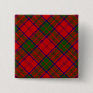 Grant tartan red green plaid 15 cm square badge