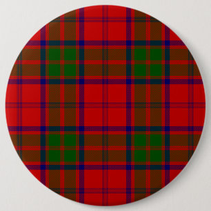 Grant tartan red green plaid 6 cm round badge