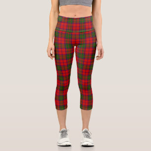Grant tartan red green plaid capri leggings