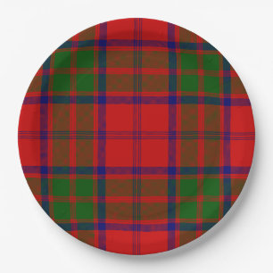 Grant tartan red green plaid paper plate