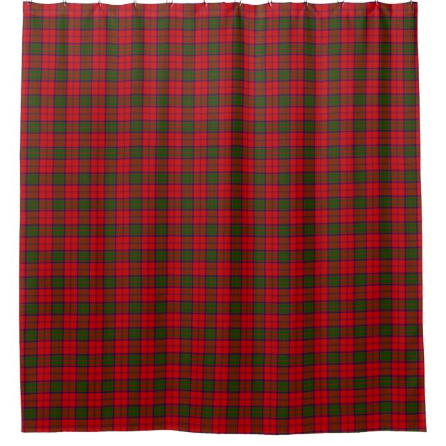 Grant tartan red green plaid shower curtain (Front)