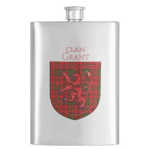 Grant Tartan Scottish Plaid Lion Rampant Hip Flask