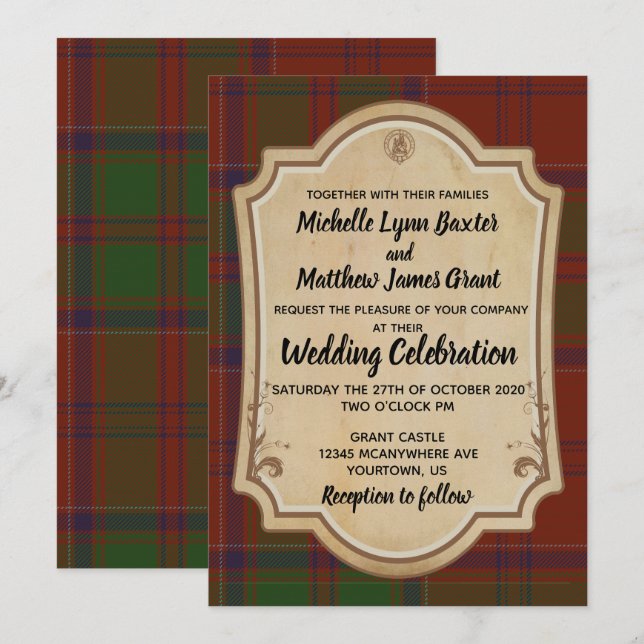 Grant Tartan Wedding Invitation (Front/Back)
