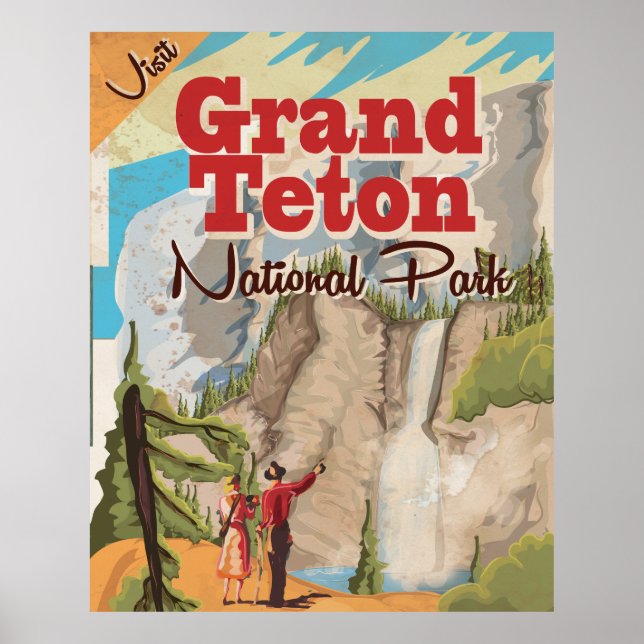 Grant Teton national park Vintage Travel Poster (Front)