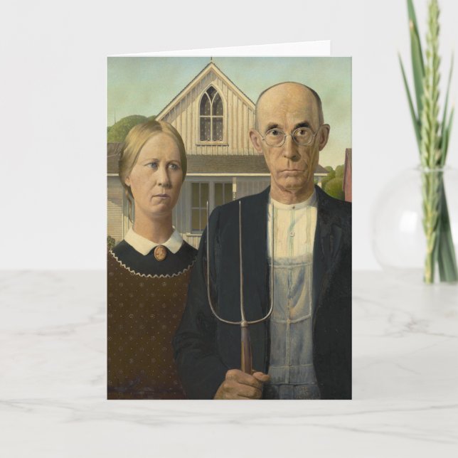 Grant Wood American Gothic Card (Front)