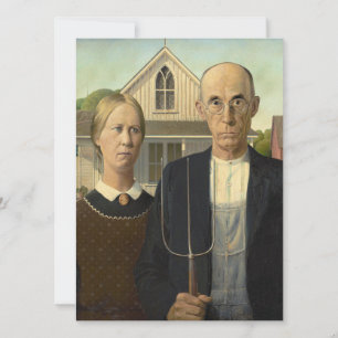 Grant Wood - American Gothic Holiday Card