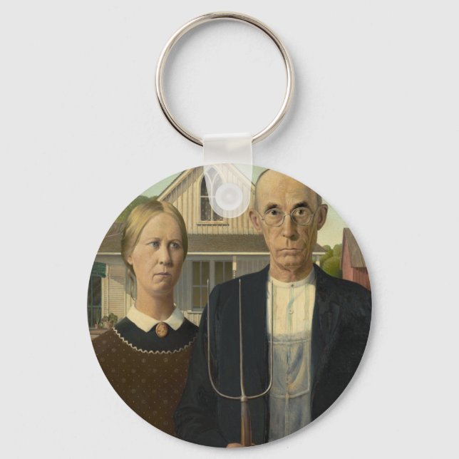Grant Wood American Gothic Key Ring (Front)
