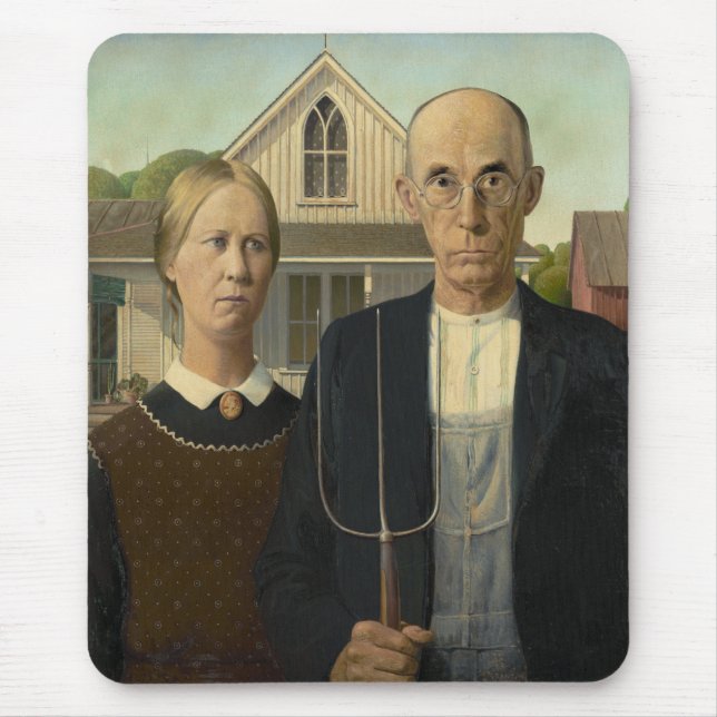 Grant Wood - American Gothic Mouse Mat (Front)