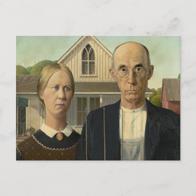 Grant Wood - American Gothic Postcard (Front)