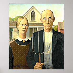 Grant Wood - American Gothic, Poster
