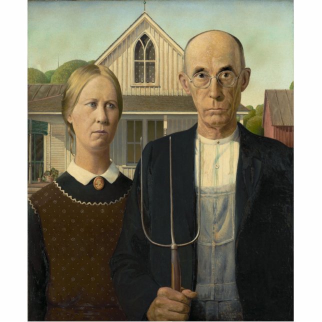 Grant Wood - American Gothic Standing Photo Sculpture (Front)