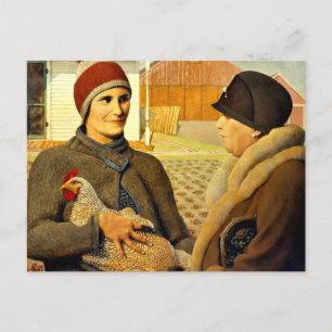 Grant Wood - Appraisal, fine art painting, Postcard