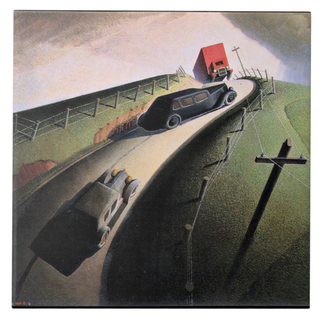 Grant Wood artwork, Death on the Ridge Road Tile (Front)