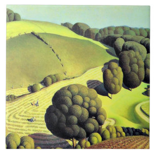 Grant Wood artwork, Young Corn, Tile