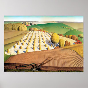 Grant Wood – Fall Ploughing Poster
