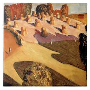 Grant Wood, Iowa View, famous painting Tile