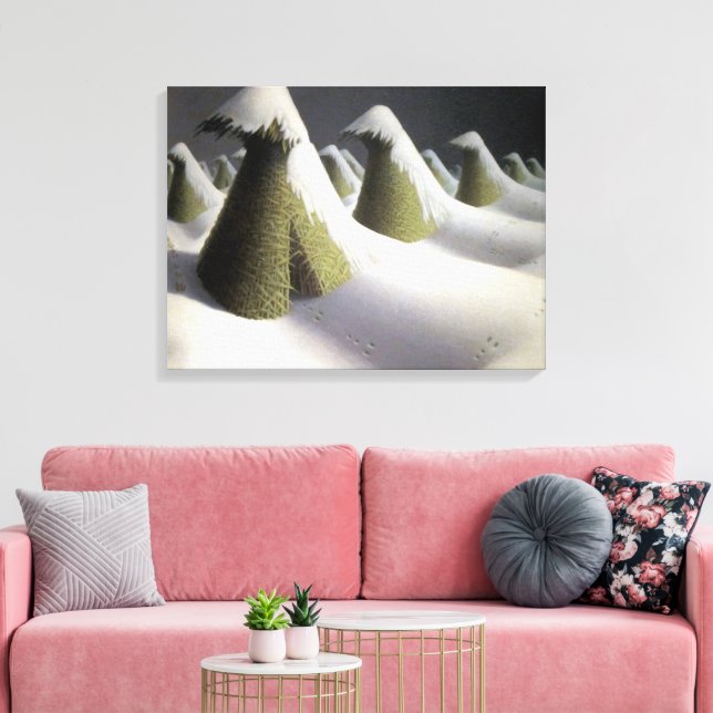 Grant Wood January Winter Haystack Fine Art Canvas Print (Insitu(LivingRoom))