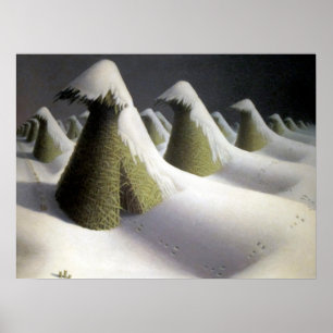 Grant Wood January Winter Haystack Fine Art Poster