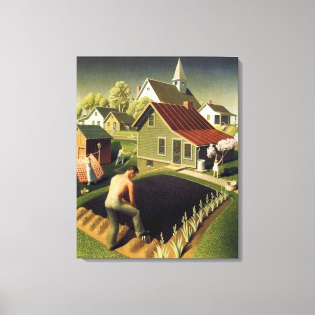 Grant Wood - Spring in Town Canvas Print (Front)