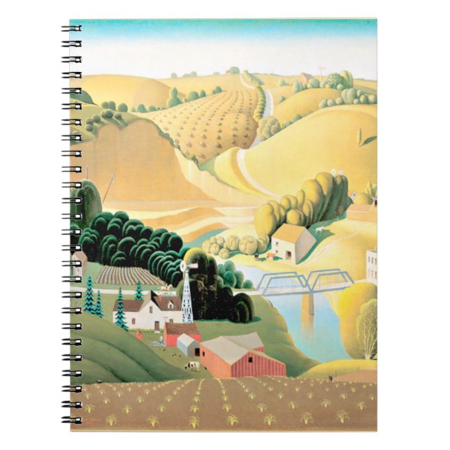 Grant Wood - Stone City, Iowa, fine art painting Notebook (Front)