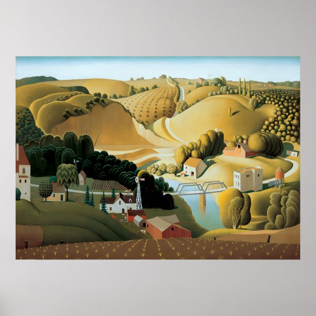 Grant Wood - Stone City Iowa  Poster (Front)