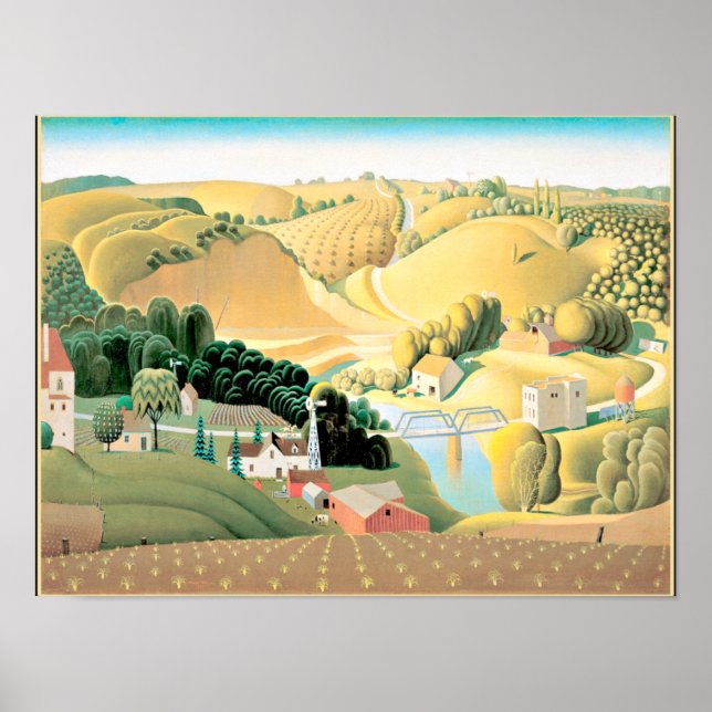 Grant Wood - Stone City, Iowa Poster (Front)